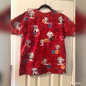 Marilyn Monroe Scrub top Red